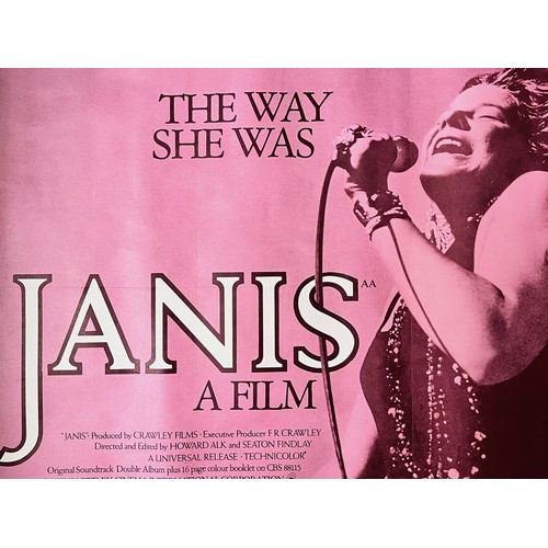 250 - Linen backed movie poster, 1974 Movie Janis, story of Janis Joplin. Overall size 105 cm x 80cm 

Thi... 