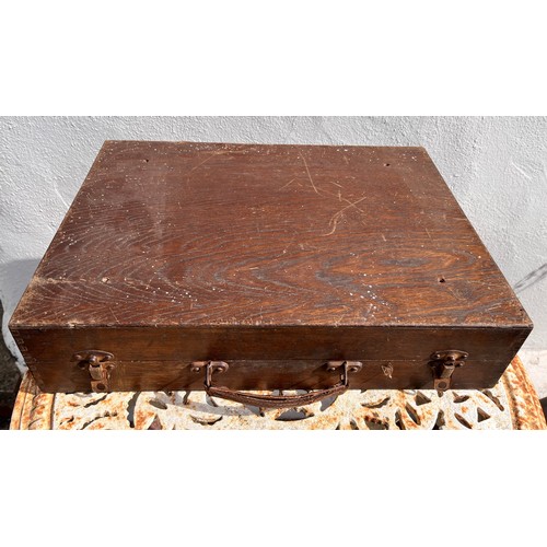 360 - Collection of woodworking and carpentry tools, A wooden box containing set squares and two spirit le... 