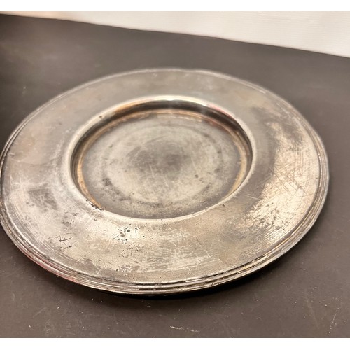 16 - Pewter table wares, two pewter platters.

This lot is available for in-house shipping