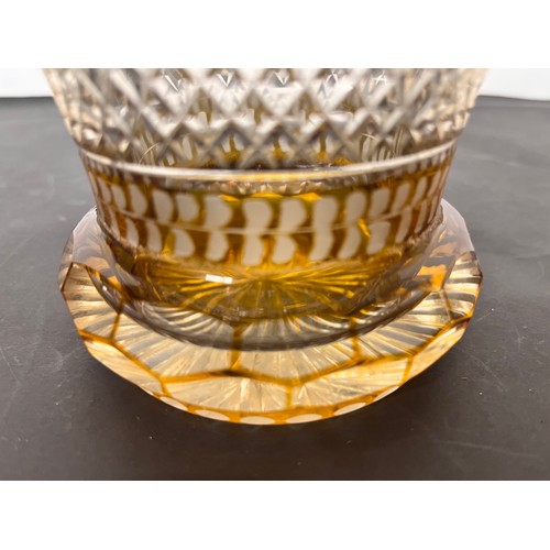 20 - Decorative glass two colour glass bowl with etched and wheel cut designs, 18cm in diameter, 12.5 cm ... 