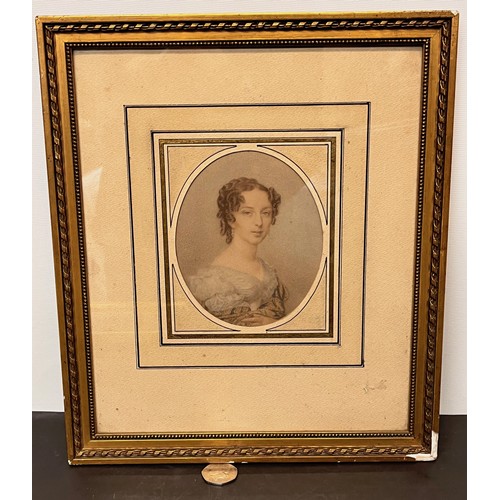 26 - Framed picture of a young Victorian female, 33 cm x 28 cm.

This lot is available for in-house shipp... 