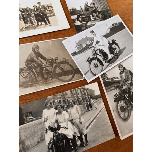 34 - Automobilia, Ephemera a collection of early C20th  photograph photo postcards etc of women on motorc... 