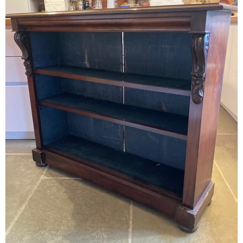 369 - Georgian mahogany bookcase with carved decoration and original fabric lining panels.

This lot is co... 