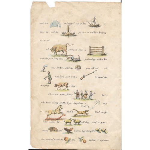 383 - Ephemera, A Victorian Rebus Letter written & illustrated by  Scottish novelist Catherine Sinclair kn... 