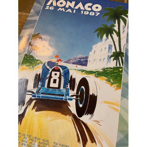 386 - Automobilia, 1930's Bugatti, motor racing at Monaco captured in this Christies Auction poster.

76 c... 