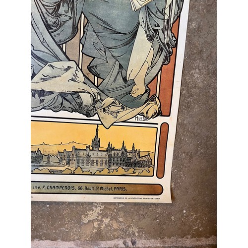 400 - Breweryania ephemera, French art nouveau advertising poster for Benedictine liqueur.  67 cm x 24 cm.... 