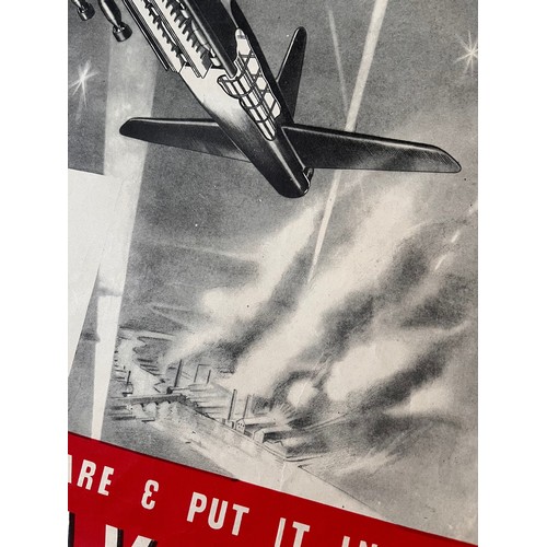 405 - Militaria ephemera, WWII era advertising War Savings with an image of a British bomber dropping two ... 