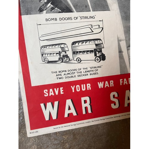 405 - Militaria ephemera, WWII era advertising War Savings with an image of a British bomber dropping two ... 