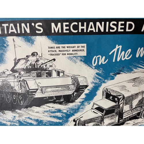 406 - Militaria ephemera, Was Savings advertising post featuring WWII Tanks, trucks and Scout Car, 50.5cm ... 