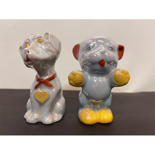 417 - C20th Kitsch, a pre war Japanese cruet set in the form of cartoon dog Bonzo and friend.

In house sh... 