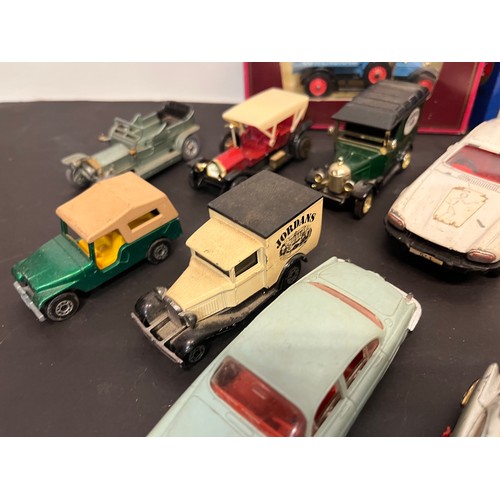 428 - Die cast model cars and motorcycles, 007 Aston, Chitty, Chitty, Bang, Bang, etc, Matchbox Dinky Corg... 