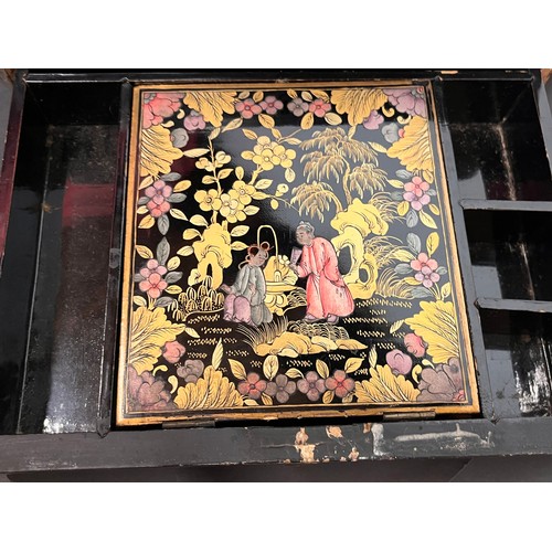 434 - Oriental papier mache jewellery casket A/F, stunning Chinoiserie decoration.

In house shipment is a... 