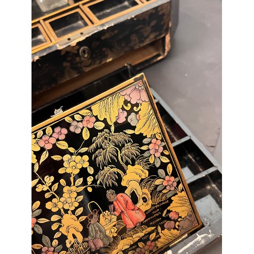 434 - Oriental papier mache jewellery casket A/F, stunning Chinoiserie decoration.

In house shipment is a... 