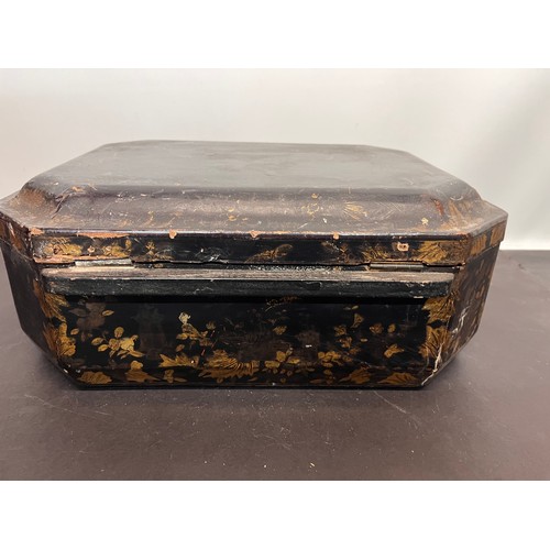 434 - Oriental papier mache jewellery casket A/F, stunning Chinoiserie decoration.

In house shipment is a... 