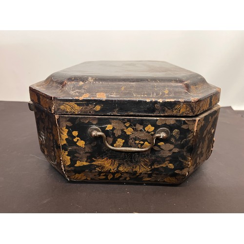 434 - Oriental papier mache jewellery casket A/F, stunning Chinoiserie decoration.

In house shipment is a... 