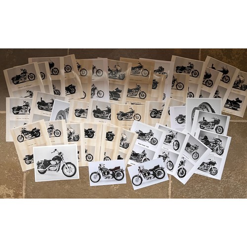 439 - Automobilia, Harley Davidson motorcycle company press photographs for 1970’s and 80’s models. 40 in ... 