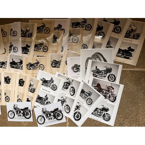 439 - Automobilia, Harley Davidson motorcycle company press photographs for 1970’s and 80’s models. 40 in ... 