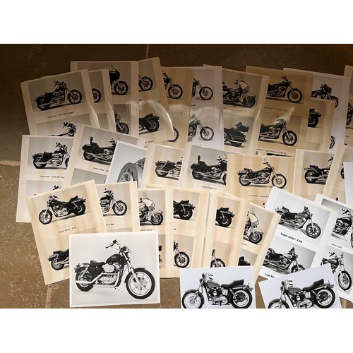 439 - Automobilia, Harley Davidson motorcycle company press photographs for 1970’s and 80’s models. 40 in ... 