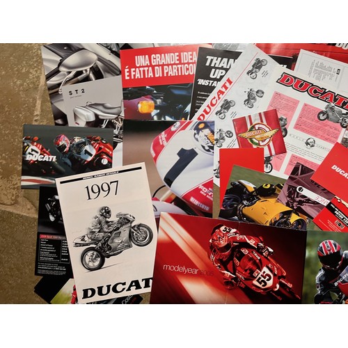 441 - Automobilia, ephemera, collection of 30 years of Ducati motorcycle model and range brochures.

In ho... 