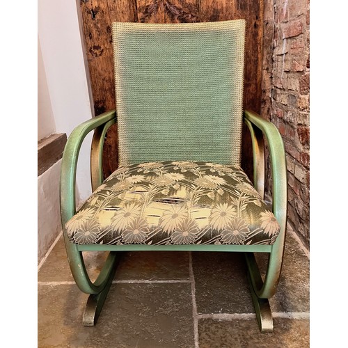 32 - Art Deco era furniture, Lloyd loom style woven chair with a sprung and upholstered seat section. Ver... 