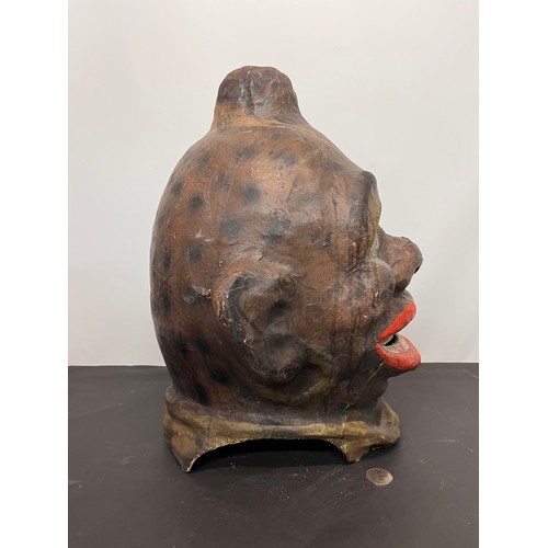 47 - Vintage painted papier mache tridal art mask / Carnival Head covered with detailed painting and real... 