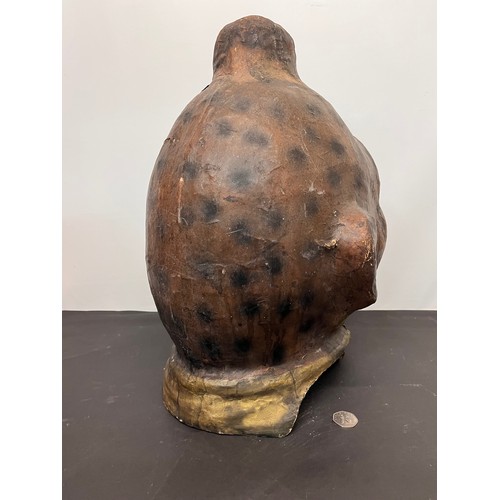 47 - Vintage painted papier mache tridal art mask / Carnival Head covered with detailed painting and real... 