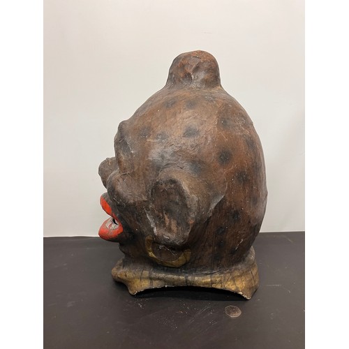 47 - Vintage painted papier mache tridal art mask / Carnival Head covered with detailed painting and real... 