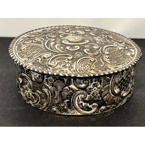 5 - Hallmarked Edwardian silver trinket box with embossed decoration.

This lot is available for in-hous... 