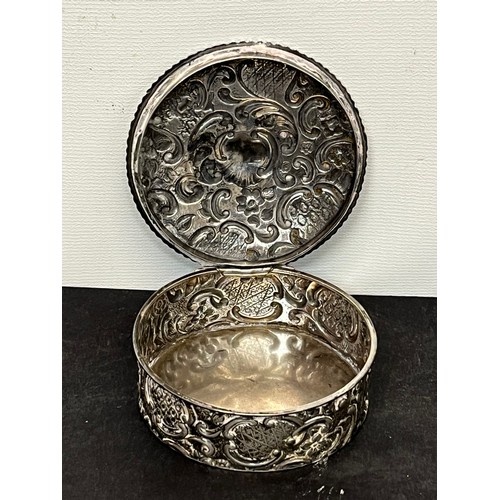 5 - Hallmarked Edwardian silver trinket box with embossed decoration.

This lot is available for in-hous... 