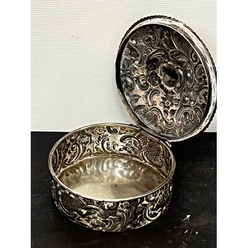 5 - Hallmarked Edwardian silver trinket box with embossed decoration.

This lot is available for in-hous... 