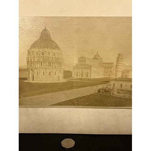 22 - Ephemera, a C19th photographic print of the leaning Bell Tower in Pisa, part of a collection of Gran... 