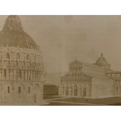 22 - Ephemera, a C19th photographic print of the leaning Bell Tower in Pisa, part of a collection of Gran... 