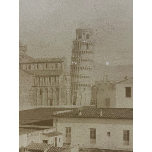 22 - Ephemera, a C19th photographic print of the leaning Bell Tower in Pisa, part of a collection of Gran... 