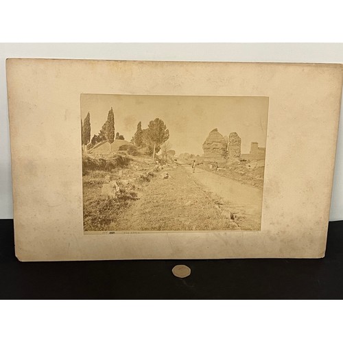 23 - Ephemera, a C19th photographic print of The Appian Way, part of a collection of Grand tour images mo... 