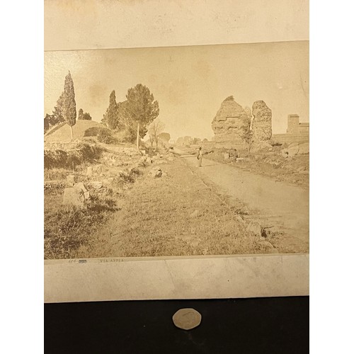 23 - Ephemera, a C19th photographic print of The Appian Way, part of a collection of Grand tour images mo... 