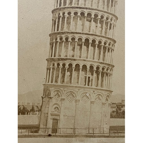 28 - Ephemera, a C19th photographic print of the Bell Tower at Pisa, part of a collection of Grand tour i... 