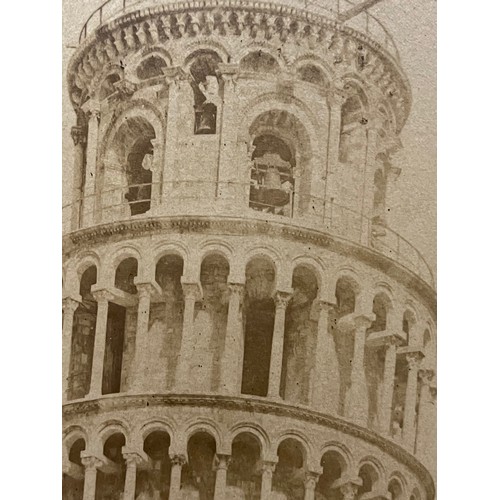 28 - Ephemera, a C19th photographic print of the Bell Tower at Pisa, part of a collection of Grand tour i... 