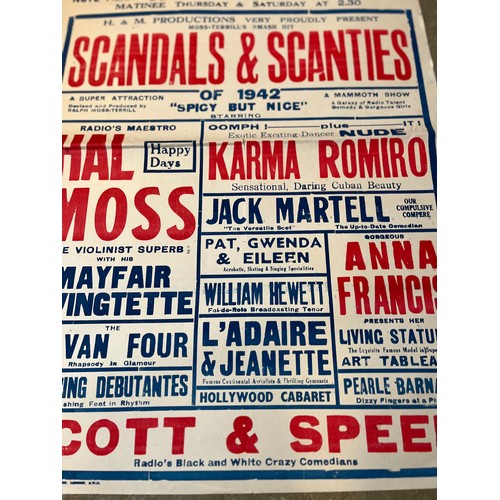 298 - WWII era ephemera, A promotional poster for a semi erotic theatre production, poster dated 1942.
77c... 