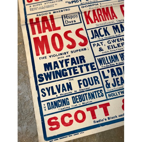 298 - WWII era ephemera, A promotional poster for a semi erotic theatre production, poster dated 1942.
77c... 