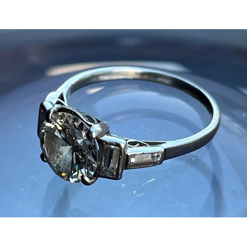 146 - Art Deco Solitaire Diamond ring, on a platignum mounting, the central stone is 8.75 mm diameter and ... 