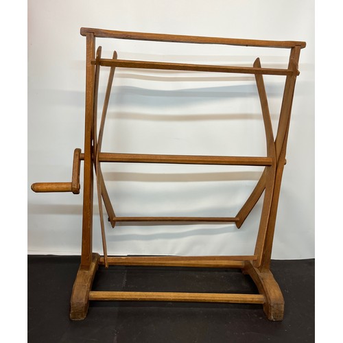 199 - Industrial wooden furniture, a wool or flax winder.

This lot is collection only