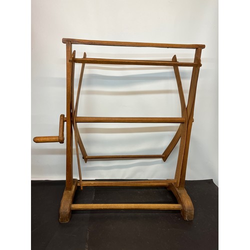 199 - Industrial wooden furniture, a wool or flax winder.

This lot is collection only