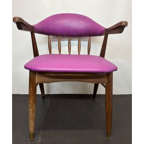 200 - Mid Century designer teak furniture, an upholstered arm chair, ideal for the home office etc.

This ... 