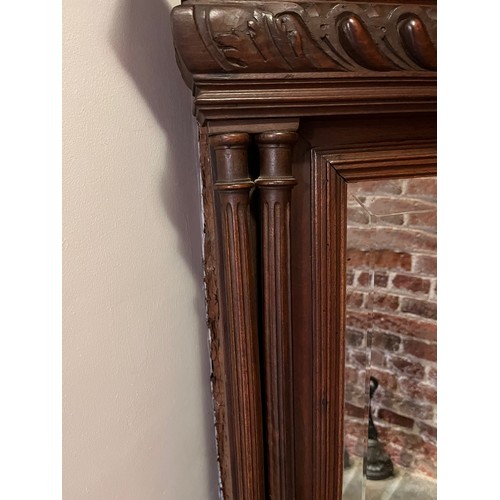 208 - Large decorative mahogany framed bevel edged over mantle mirror. 118 cm high x 91 cm wide.

Collecti... 