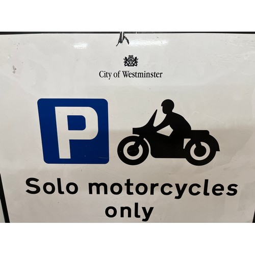 41 - City of Westminster Motorcycle Parking sign 77 cm x 42 cm 

This lot is available for in-house shipp... 