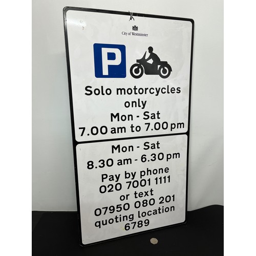 41 - City of Westminster Motorcycle Parking sign 77 cm x 42 cm 

This lot is available for in-house shipp... 