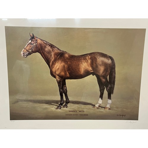 217 - Framed signed limited edition print of the painting of the race horse Sadler’s Wells by equestrian a... 