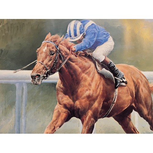 225 - Unframed signed limited edition print of a painting of the race horse Nashwan as ridden by Willie Ca... 