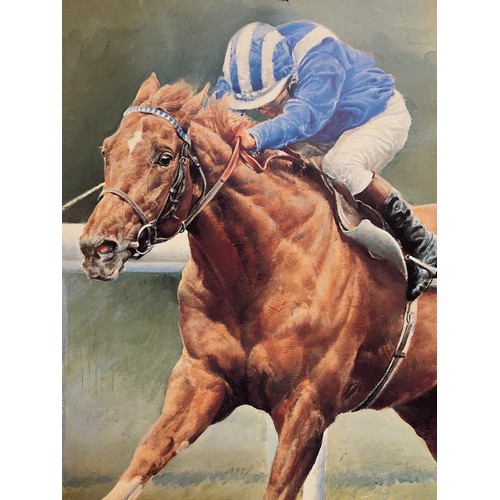 225 - Unframed signed limited edition print of a painting of the race horse Nashwan as ridden by Willie Ca... 