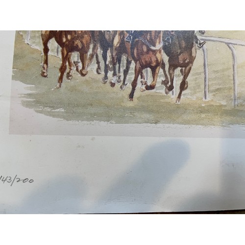 226 - Unframed signed limited edition print showing Horse Racing Scenes.

This lot is available for in-hou... 